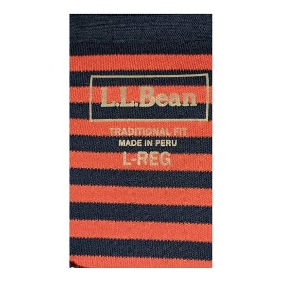 LL Bean striped navy and orange Size Large GUC - Picture 2 of 4